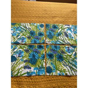Vintage Vera Collection Floral Print Placemats Set Of 4 Cotton Blend Bright